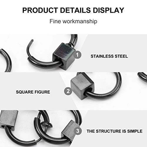 Holibanna 2 peças de brincos masculinos de argola de aço inoxidável com pingente de orelha de prata