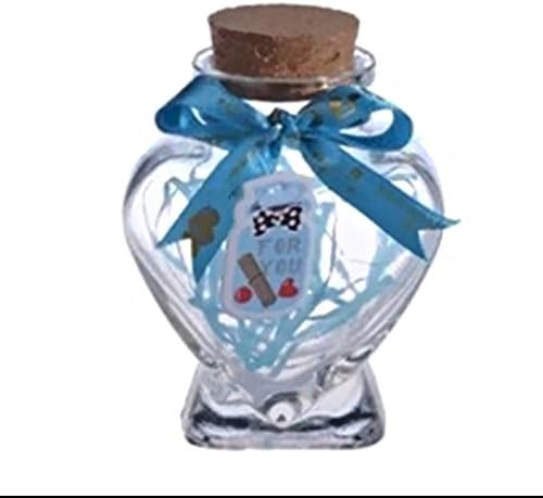 Romote Mini Glass Heart Favor Jars Storage Bottle with Cork.