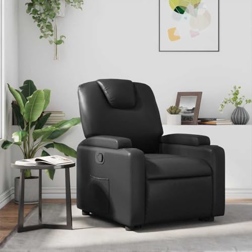 Tonture Sillón de relax de piel sintética, función manual, cómoda experiencia de asiento, soporte para bebidas, diseño robusto para salón, dormitorio, capacidad de carga de 110 kg