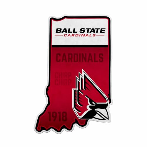 Rico Industries NCAA Ball State Cardinals State Shape Cut Pennant - Home and Living Room Décor - Soft Felt EZ to Hang