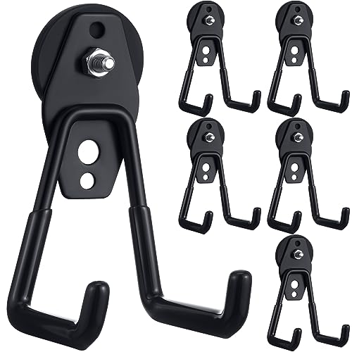 Image of Landhoow 6 Pcs Large Magnetic Hooks Heavy Duty Garage Magnet Hooks Strong Storage Utility Magnetic Hangers with Anti Slip Rubber Coating for Indoor and Outdoor Hanging (Black)