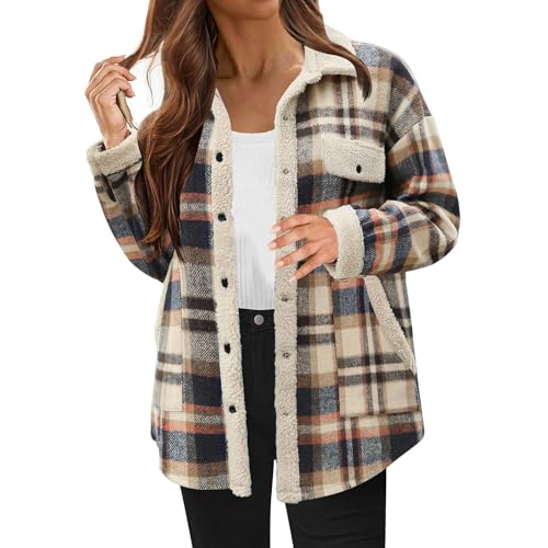 Flanell Fleecejacke Damen Thermo Gefütterte Flanellhemd Winter Verdicken...