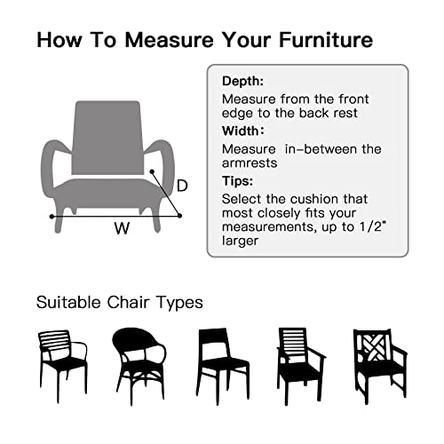 Outdoor Chair Cushions Set, Patio Furniture Cushions Set 24X24 Inch, Fade Resistant Outdoor Cushions With Pillow, Deep Seat & Back Cushion Set With Removable Cover For Chair Sofa Couch #TOP6