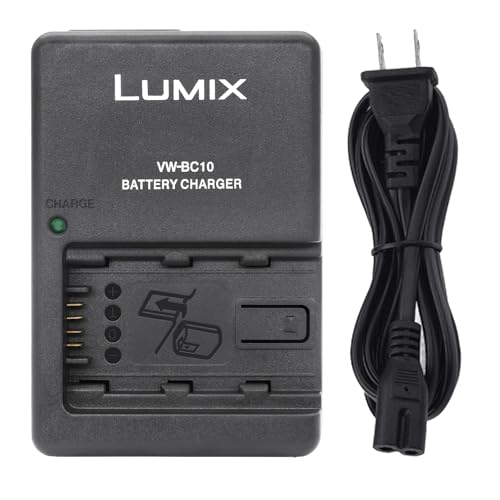 Digital Camcorder Battery Charger Compatible with Panasonic HC-V500M HDC-SD40 Camcorder, 110/220V, Replacement for VW-BC10 Charger for Panasonic VW-VBL090, VW-VBK180, VW-VBK360 Battery