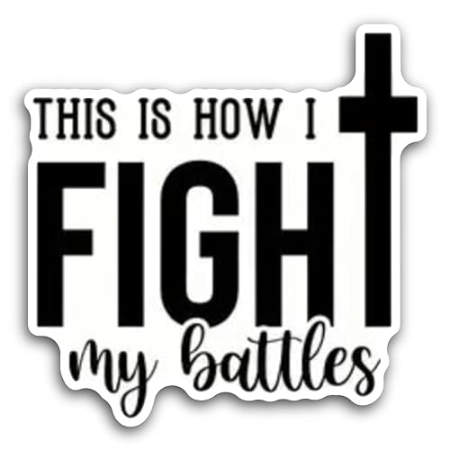 2 (Pieces) 3"" and 5"" This is How I Fight My Battles with Black Cross Decal Sticker, Waterproof Vinyl Decals for Many Purpose Like Cars, Trucks, Laptops, Phones, Windows and More, FBA-08