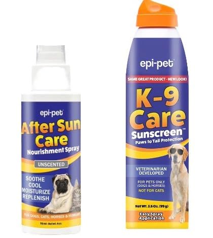 (Pet CareKit Bundle) Epi-Pet Dog Sunscreen Spray 3.5 oz + After Sun Dog Mosturiser and Hydration Spray 4 oz