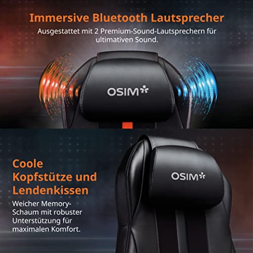 OSIM Gaming Stuhl mit massagefunktion, ergonomisches Design mit patentierter Massagetechnologie, ideal für Gaming, Büro und mehr uThrone (orange) ✪