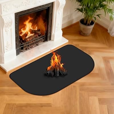 NUTKIT Alfombra Ignífuga para Chimenea, 100cmx60cm Antichispas para Chimenea de Semiredonda, Proteger el Suelo de Chispas, Antichispas para Chimeneas para Chimenea, Estufa, Barbacoa(Espesor: 1mm)