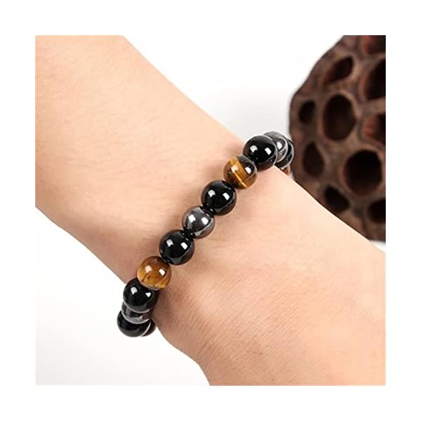 Black-Obsidian-Hematite-Triple-Protection-Bracelet-Tiger-Eye-Beads-Bracelets-for-Men-and-women10MM-Set-of-2 WFJ Black Obsidian Hematite Triple Protection Bracelet Tiger Eye Beads Bracelets for Men and women(10MM), Set of 2 black,gray 19cm