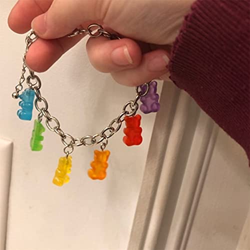 Dyrcj 7 Colors Cute Gummy Bear Necklace Colorful Resin Bear Pendant Necklace For Women Girls, One Size #TOP1