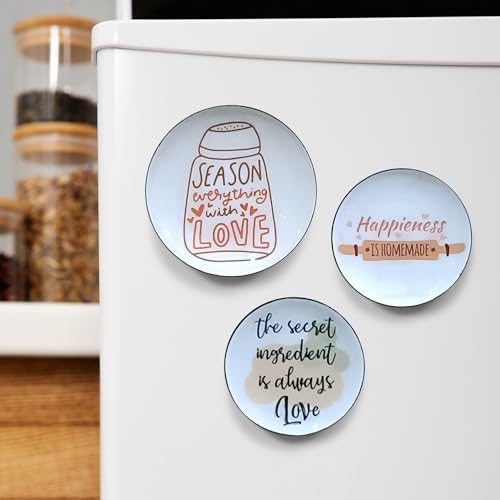 Image of Amazon Basics Kitchen Quotes Metal Decorative Fridge Magnet | Gift Items for Women and Men | Home Decoration Gift Item | Set of 3 | Stylish Fridge Magnet 1x9 CM, 1x7 CM