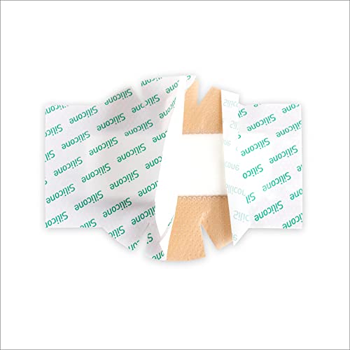 Medvancetm Silicone - Bordered Silicone Adhesive Foam Dressing, Post Elbow, Shoulder Knee Surgery, (4"X8" W/ Wings) #TOP2