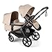 Bugaboo Kangaroo All-Terrain Single-to-Double Tandem Stroller for Infant and Toddler and Kangaroo Sibling Seat for Second Child and Upper Adapter, One-Hand Operation, Large Bassinet - Taupe