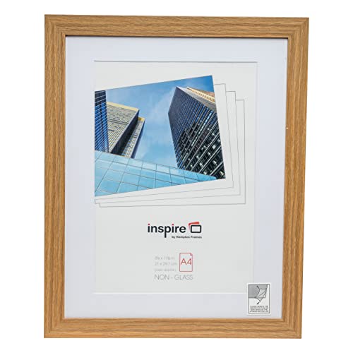 Hampton Frames SALVATORE A4 (21x29.7cm) Natural Oak Effect Picture Poster Photo Frame with Mount Acrylic (Non Glass) Front SLVA4OAK