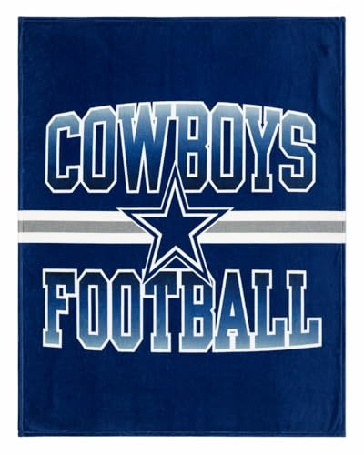 FOCO NFL Micro Raschel Plush Throw Blanket Stripe Logo 45 x 60 (Dallas Cowboys)