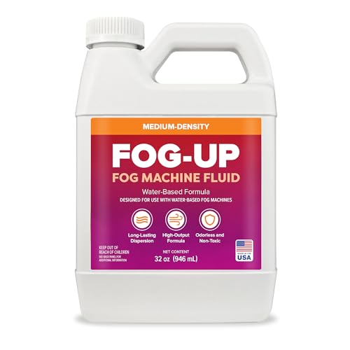 FogUp Medium Density Fog Juice - Extremely Long Lasting, High Output Non-Irritating Indoor/Outdoor Odorless Water-Based Fog Machine Fluid - 1 Quart, 32 fl oz for All Standard Fog Machines