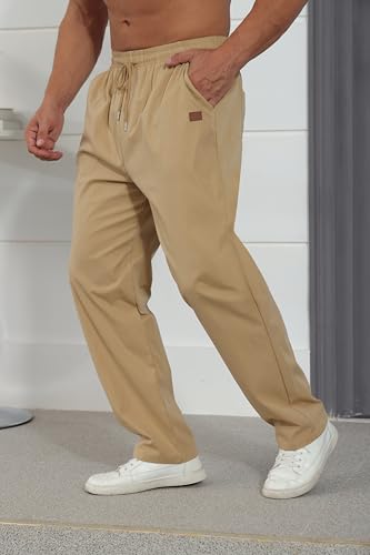 Mens Casual Jogger Pants Relaxed Fit Cargo Pants Drawstring Sweatpants Hiking Outdoor Twill Sport Pants3