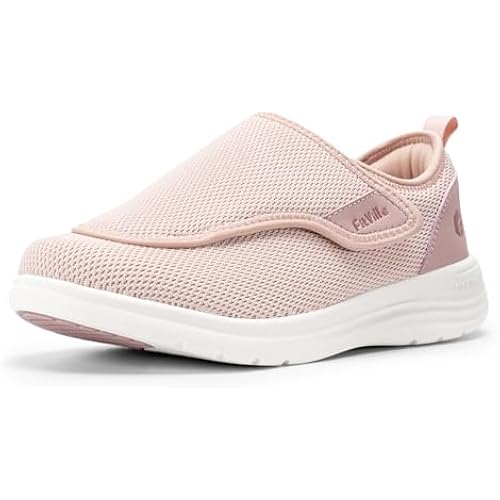 FitVille Diabetic Shoes for Women Extra Wide Walking Shoes Slip-On Orthopedic Shoes with Adjustable Strap for Swollen Feet Neuropathy - EasyTop Wings V2
