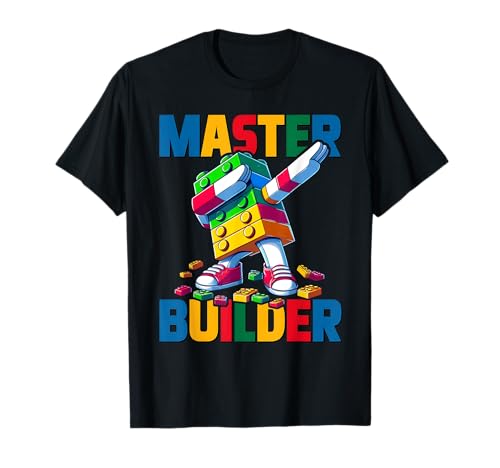 Dabbing Blocks Bricks Building Kids Boys Fun Master Builder Camiseta