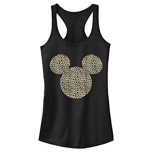 Junior's Mickey Mouse Cheetah Print Logo Racerback Tank Top for Women - Cool Casual Style Fun Graphic Tee Black by Disney - Used condition - US$14.99