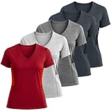 Lati Fashion 5 Pack Dry Fit Shirts for Women Workout Tops Short Sleeve V Neck Womens T Shirts for Yoga Running Pilates S-3X (US, Alpha, Large, Regular, Regular, Set5)
