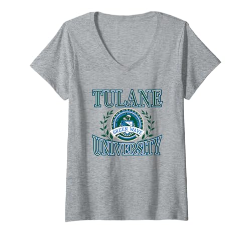 Womens Tulane Green Wave Laurels Logo Officially Licensed V-Neck T-Shirt