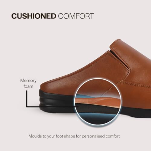 Image of FAUSTO Men Formal Back Open Memory Cushioned Insole Slip On Shoes | Office, Meetings, Event Slip Ons with Comfort All Day Long | Semi Formal Outfit Shoe, Anti Skid Rubber Sole