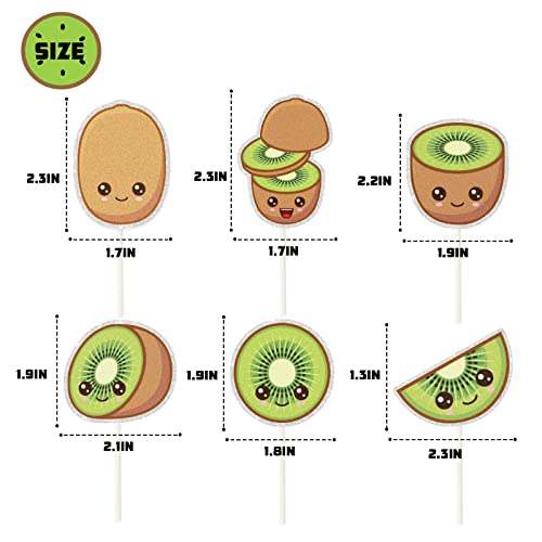 Gwing 18Pcs Kiwi Smile Cupcake Topper, Summer Fruit Theme Party Decorations -Spring Holiday Supplies -Baby Birthday Decor -Cerebrating Gender Reveal Baby Shower Supplies, Gold #TOP2