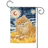 Toland Home Garden 112660 Van Growl-Pomeranian Dog Flag 12x18 Inch Double Sided for Outdoor Pomeranian House Yard Decoration