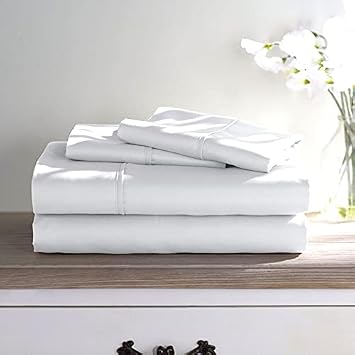 True Luxury Hotel Quality 400-Thead-Count White Solid-King Sheet Set, 100% Egyptian Long Staple Cotton Super Soft-Cooling-Breathable-Comfy-Strong-Durable 4 Piece Set, Fit Upto 28 Extra-Deep-Pockets