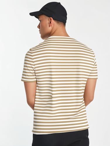 Image of Mack Jonney Oversized | Loose Fit | Half Sleeves 100% Cotton Round Neck Striped T-Shirt for Men-MACK640651