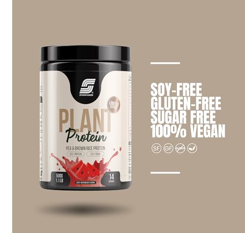 Image of Sparkfusion Plant Protein Powder| Isolated Pea & Brown Rice Protein|25 gm Protein & All Essential Amino Acids|Easy To Digest|For Active Lifestyle For Men & Women | Zesty Watermelon Flavour -500 g