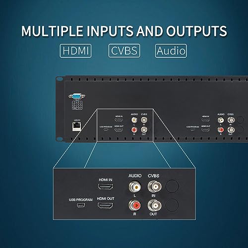 Image of FEELWORLD D71 Plus-H Dual 7 Inch 3RU Broadcast Rack Mount Monitor with Waveform LUT IPS 1920x1200 HD LCD Screen HDMI AV Input and Output