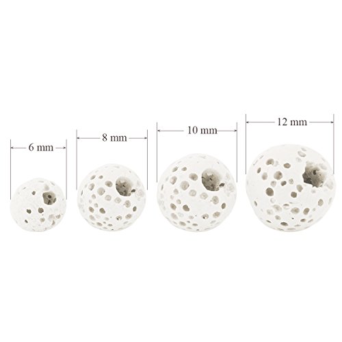 Image of BEADNOVA 8mm Color Lava Beads Natural Crystal Stone Gemstone Round Loose Energy Healing Beads for Jewelry Making (8mm, 48-50pcs, White)