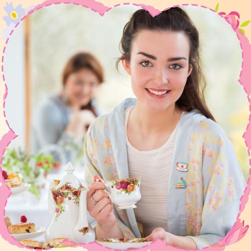 Image of Yinkin 32 Pcs Tea Party Enamel Pins Bulk Tea Cup Lapel Pin Alloy Brooches Pins Backpack Badges Brooch for Clothing Bag Hat Jacket Decor