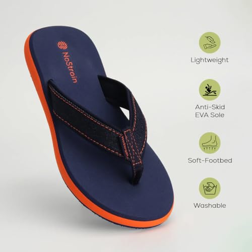 Image of NoStrain Men's Canvas Slippers, Flip Flops & Chappal - Angular Fit