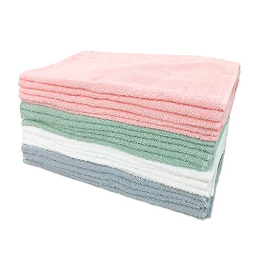 軽くて使いやすい 4色カラー 綿100% フェイス タオル 4色 20枚組 200匁