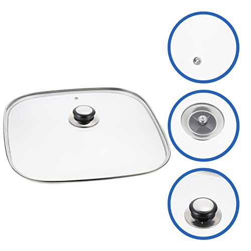 Luxshiny Pan Square Glass Lid Pans Replacement Cover Cast Iron Grill Pan Skillet Lid Universal Pot Lid Steaming Cover Frying Pan Cover For Kitchen 30Cm Skillet Cooking Pan Lids #TOP4