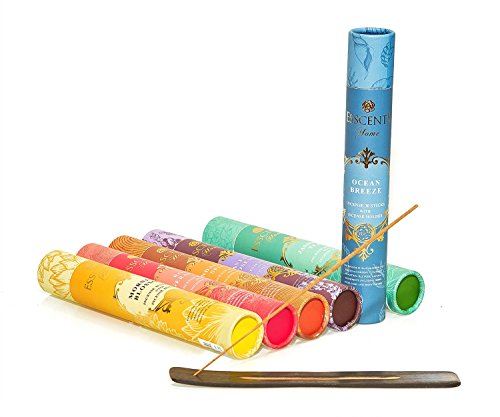 Essence Incense Gift Pack 180 Sticks With Incense Holder 6 Flavors, Ocean,Morning Blosom,Jasmine Tea,Rose Geranium,Sandalwood Spice, And Lavender Rosemary. #TOP2