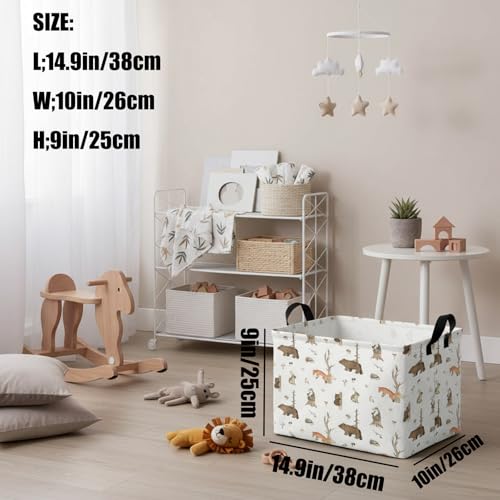 Image of Kid Storage Basket Bear Deer Jungle Decor | Cute Nursery, Baby Toy Clothes Storage Bin, Playroom Bedroom Decor