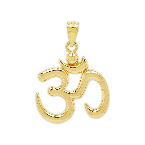 Gold Ohm Mantra Charm - 10 Karat Solid Gold - Buddhism Symbol