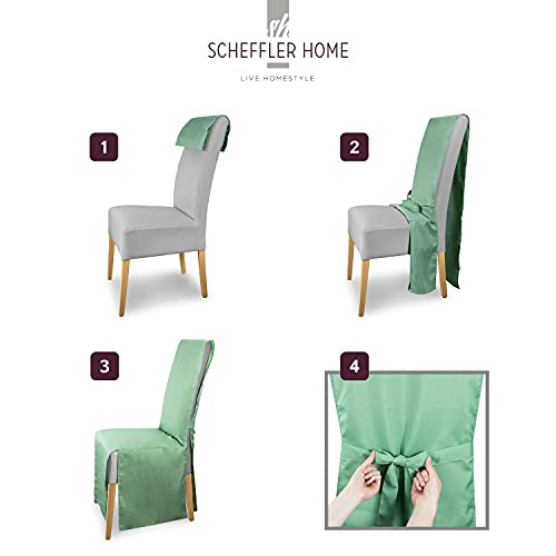 SCHEFFLER-Home Fundas Sillas de Comedor Elásticas Mila – Set de 6 Elegantes Fundas Sillas Ajustables con Lazo – Fundas para Sillas con Banda Elástica, Ecru Crema