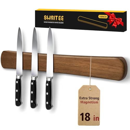 Swaitee Magnetic Knife Holder for Wall, 18 Inch Acacia Wood
