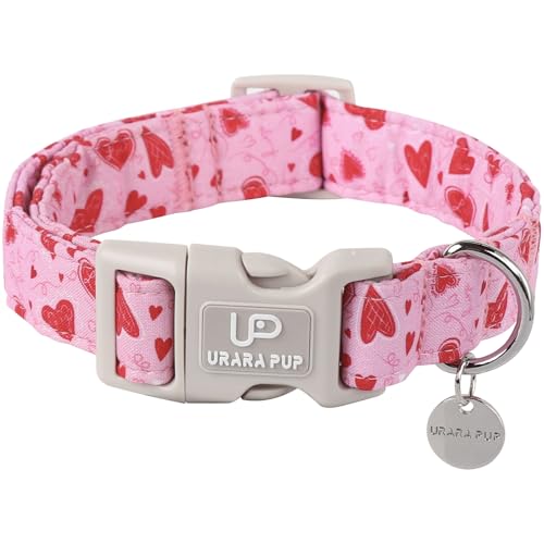 Image of Valentine's Day Dog Collar, Pink Heart Dog Collar with Quick Release, Valentine's Day Gift Pet Collar for Puppy Girl Boy Dogs, Wedding Dog Collar