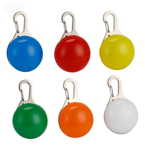 Jiyeo 6 Pack LED Dog Collar Light,Clip-On LED Pet Safety Light Up Dog Collars Tag with 3 Flashing Modes for Night Walking Running Camping Waterproof CR2032 Batteries Included for Keychain decoration