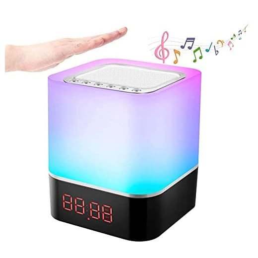 Nattlampor Bluetooth-högtalare,touch-sensor sänglampa med väckarklocka,musikspelare touch-kontroll LED-lampa dimbara varma lampor och 7 färger, bästa presenten till barn