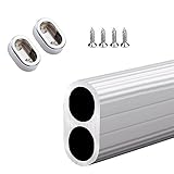 Home Closet Rods for Hanging Clothes Aluminum Closet Bar Oval, 1 2 3 4 5 Ft Longth Wardrobe Clothes Clothes Kleiderbügel Rod mit Flange Abdeckung Armaturen, für hängende Kleidung Balcony Home