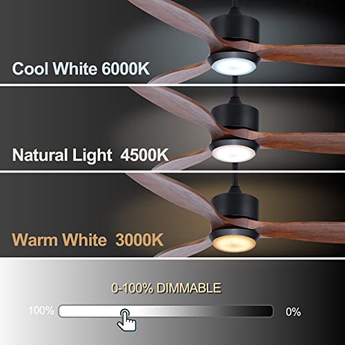 Ovlaim 52 Inch Wood Ceiling Fans with Lights Remote Control, 3 Blade Smart Ceiling Fan for Bedroom Living Room Patio Indoor Outdoor, ETL Listed High CFM Quiet DC Motor - Image 5