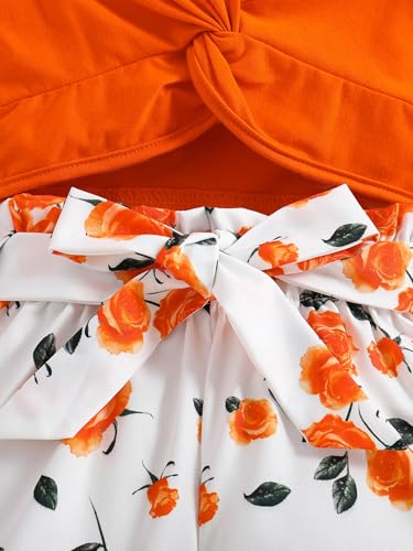 Image of Girls 2 Piece Outfits Summer Clothes Ruffle Short Sleeve Shirts Top and High Waist Shorts Set with Belt