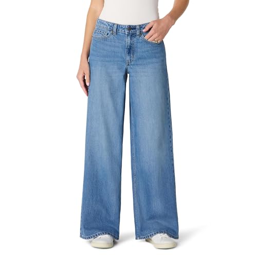 Amazon Essentials Damen Ultraweiche Jeans Mittelhoher Bund Weites Bein, Schieferblau, 38-40